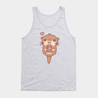 Cute Little Otter Loves Boba Tea Tank Top